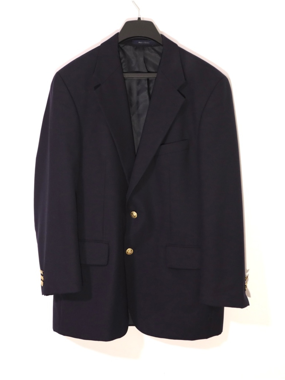 Chaps Ralph Lauren Navy Blue Blazer Sport Coat 42R Wool Gold Crest Buttons VTG